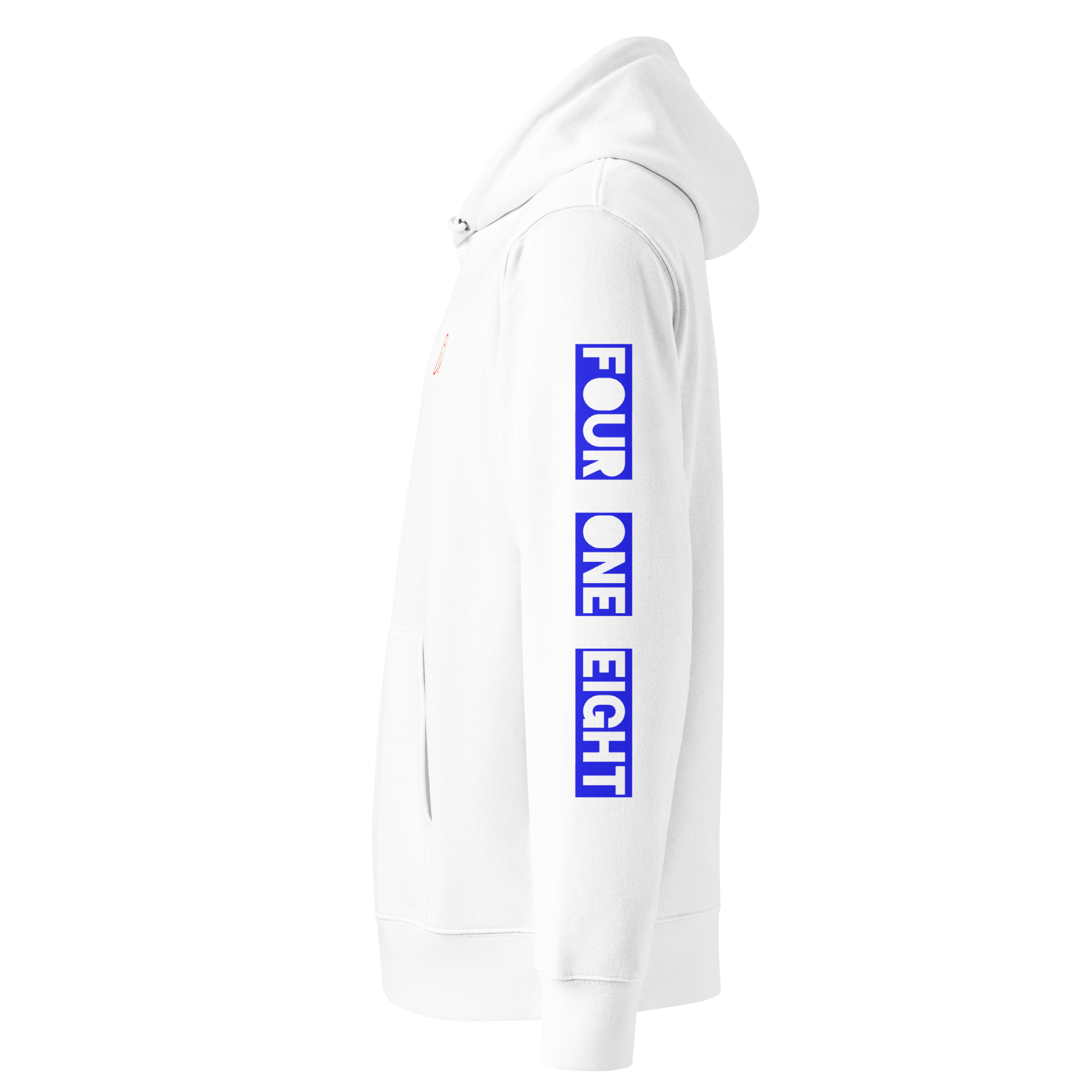 418 Bloc Blue Sleave Hoodie White