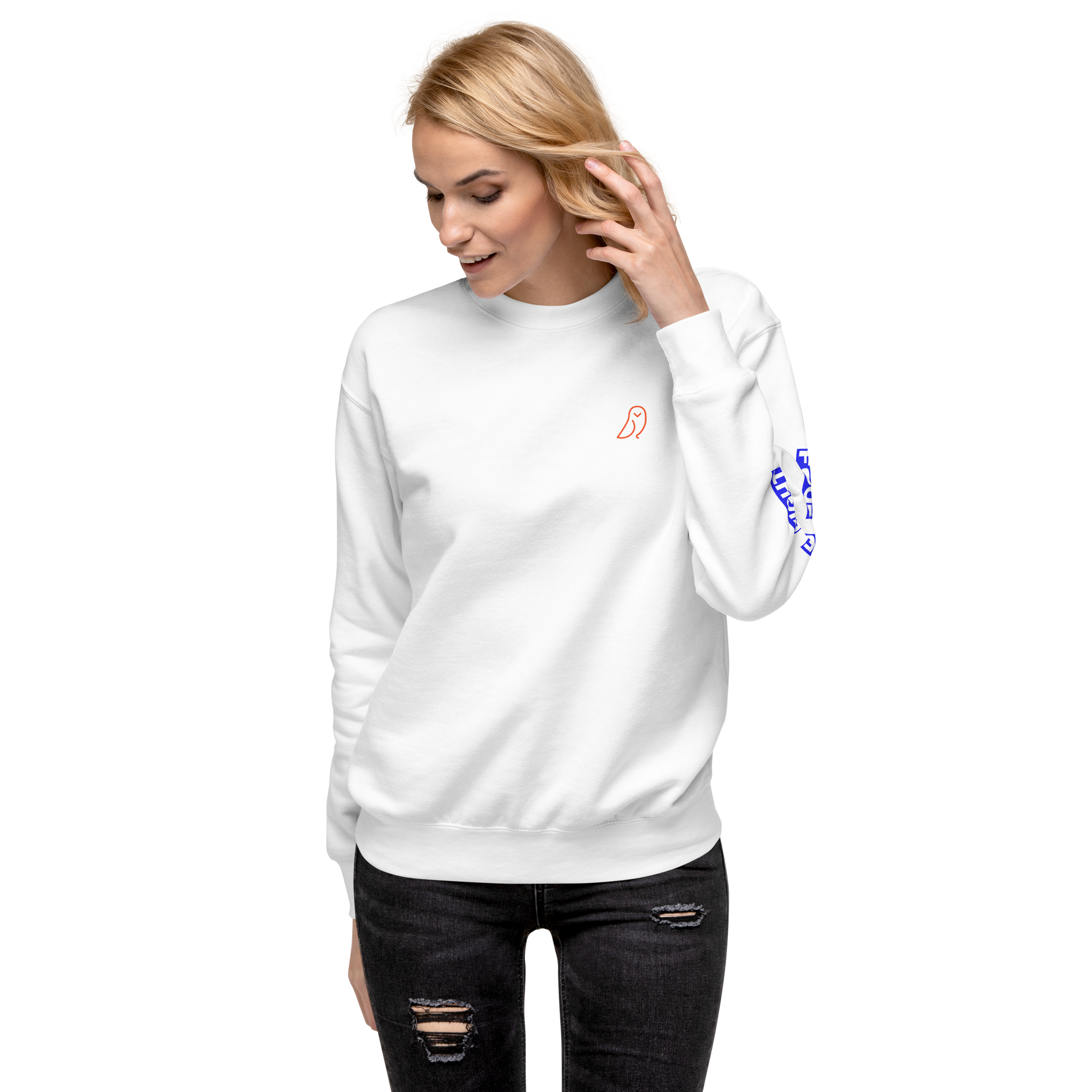 418 Bloc Blue Sleave Sweater White