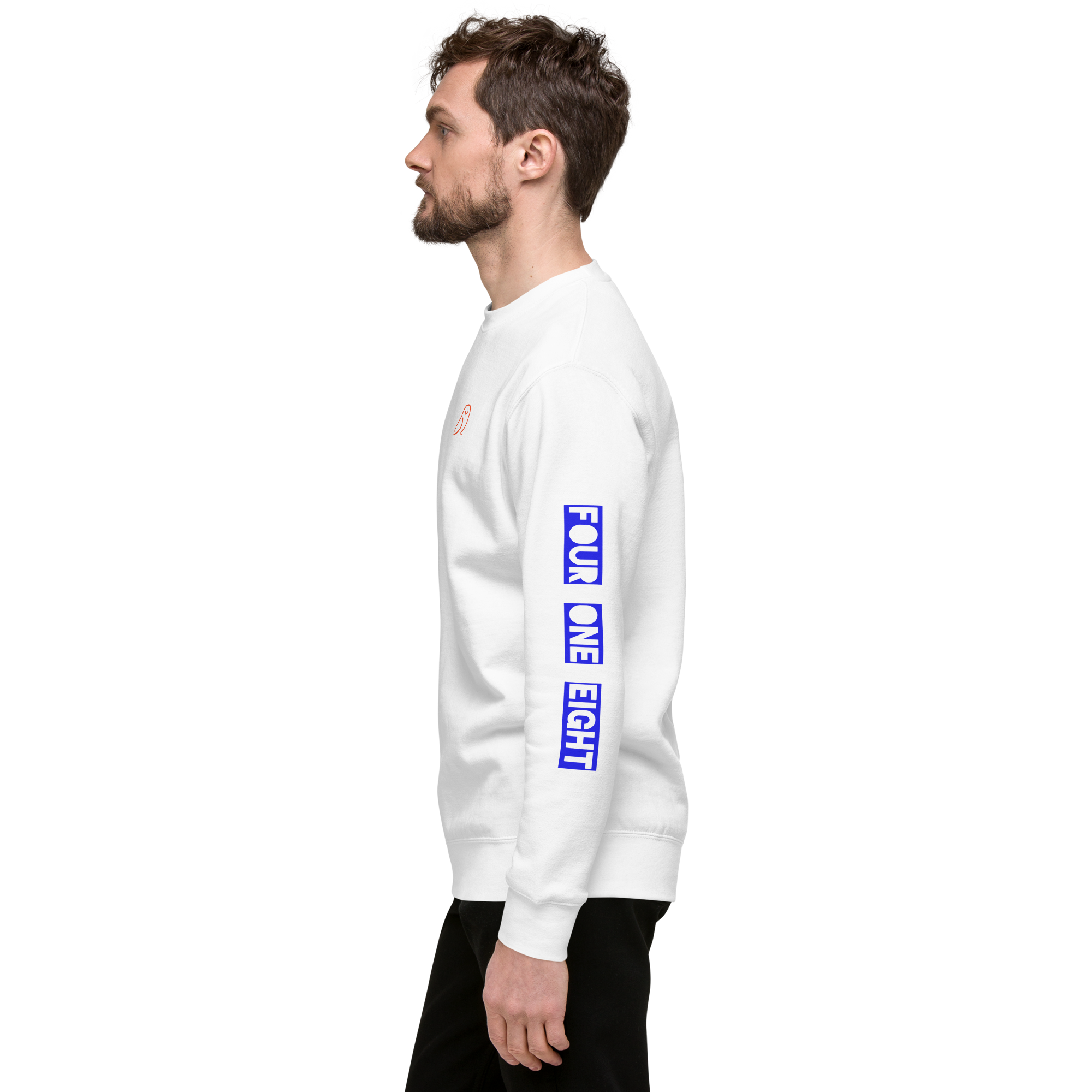 418 Bloc Blue Sleave Sweater White