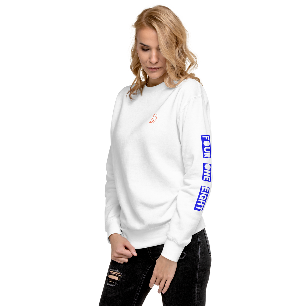 418 Bloc Blue Sleave Sweater White
